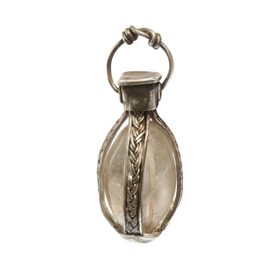 Viking Silver and Crystal Magic Pendant, c. 9th Century A.D.: Title: Viking Silver and Crystal Magic Pendant, c. 9th Century A.D. Date/Origin: Viking, c. 9th Century A.D. Description: Viking / Norse culture "magic" pendant of the type purportedly used by healers