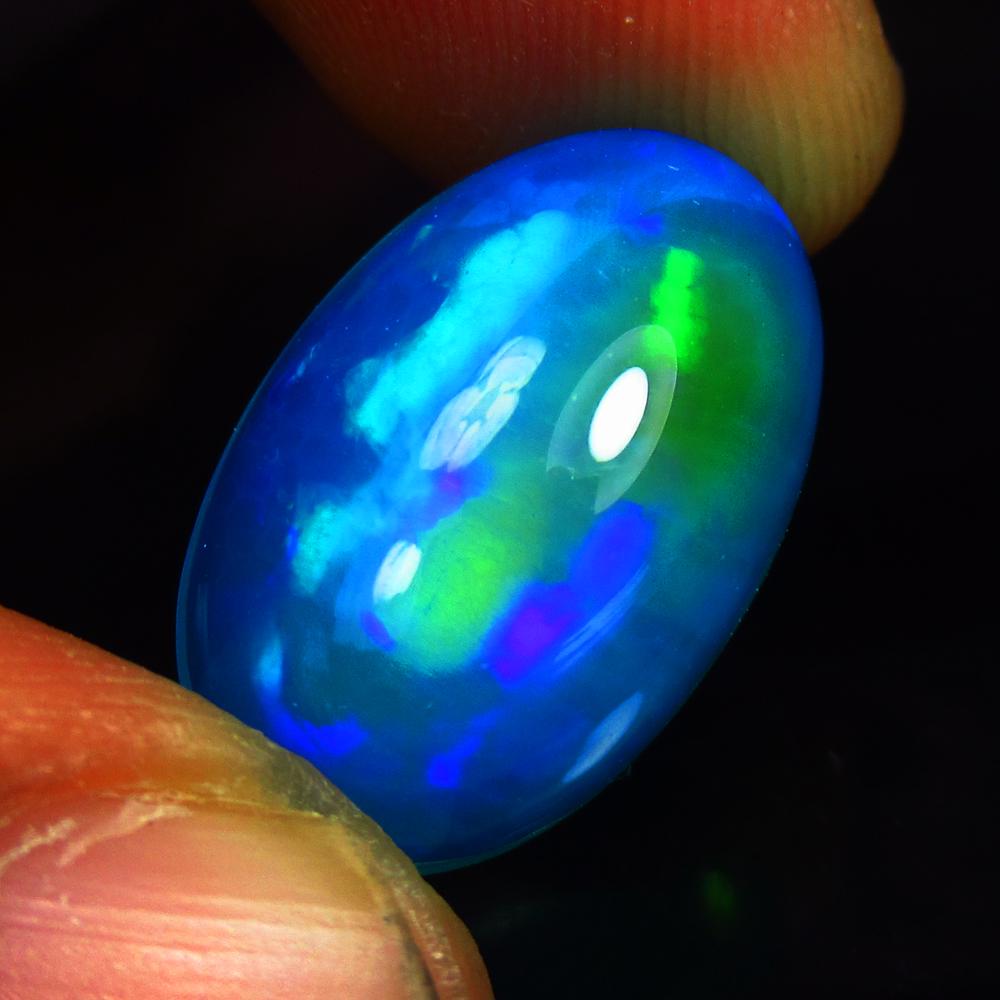 10.70 Ctw Natural Ethiopia Neon Blue Fire Opal Oval Cab (1 of 3)