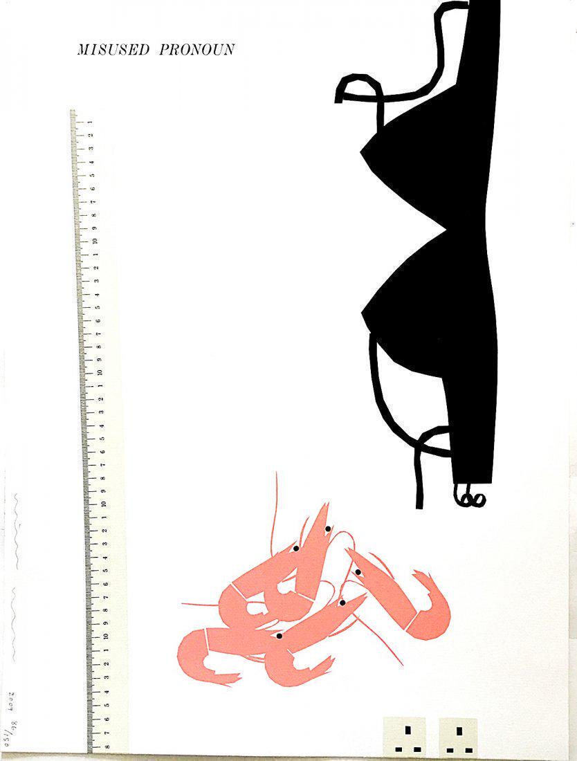 Matthew Brannon Screenprint Misused Pronoun 2009: Artist: Matthew Brannon Title: Misused Pronoun 2009 Medium: screenprint Size: 18 1/8" x 24" Signed and numbered ed. of 150 Published ICA London Reserve: $300.00 Shipping: Domestic: Flat-rate of $20.00