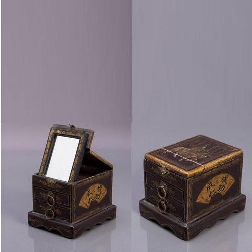 Jewelry Box/Dresser - Gilt Decoration "Warrior, Flowers and Objects". (1 of 1)