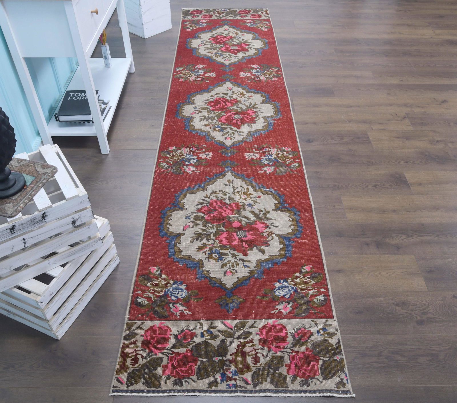 3x12 Rose Turkish Runner Rug (1 of 6)
