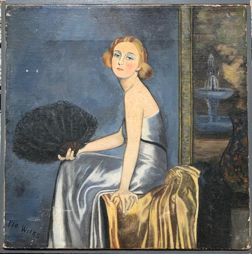 Early 20th century portrait of a beautiful lady: Title: Early 20th century portrait of a beautiful lady Description: Beautiful vintage portrait of a lady, oil on canvas, signed Flo Wiiks, 31x31cm Date/Period:1920's Materials: oil on canvas Dimension