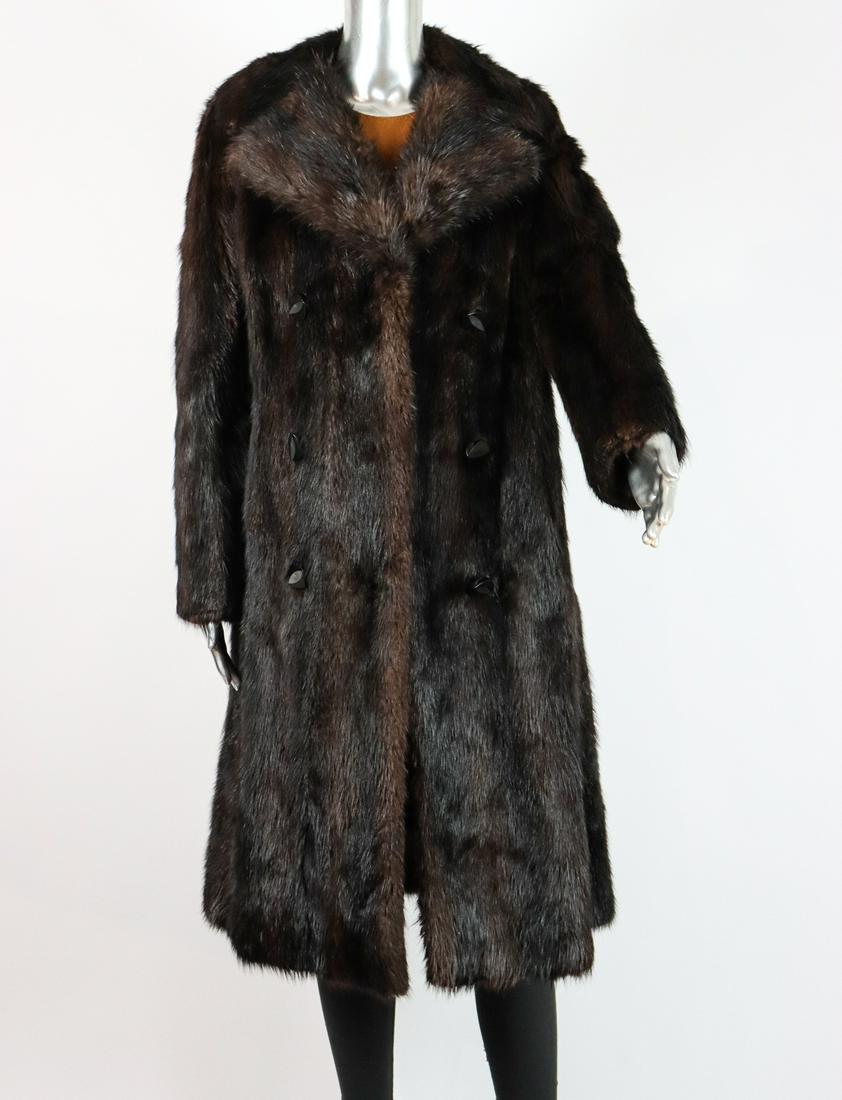 DARK BROWN MUSKRAT FUR COAT EU: M; US: 12 (1 of 13)