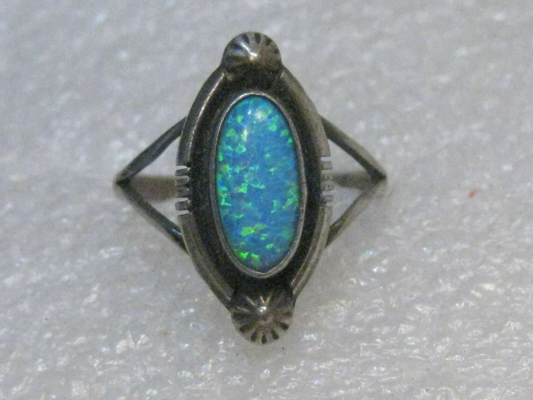 Sterling Silver Southwestern Opal Ring, size 8, 3.37 grams, Created Opal (1 of 7)