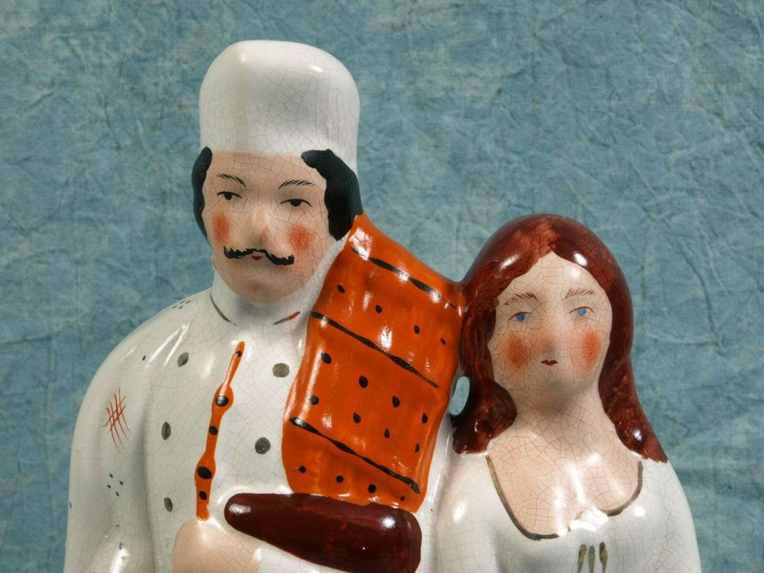 STAFFORDSHIRE Figurine 19 Century Scottish man lady couple clock c 1855 (1 of 7)