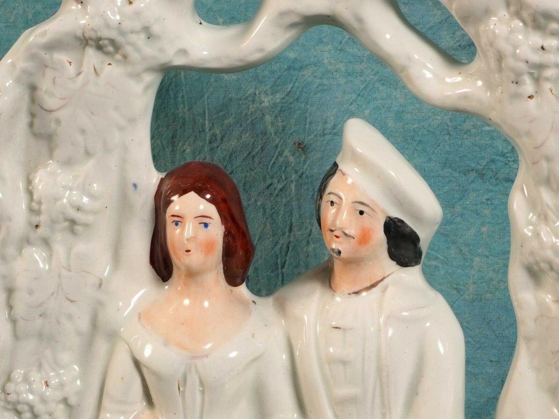 STAFFORDSHIRE Antique Figurine lady couple Wedding love White c. 1855 England (1 of 6)