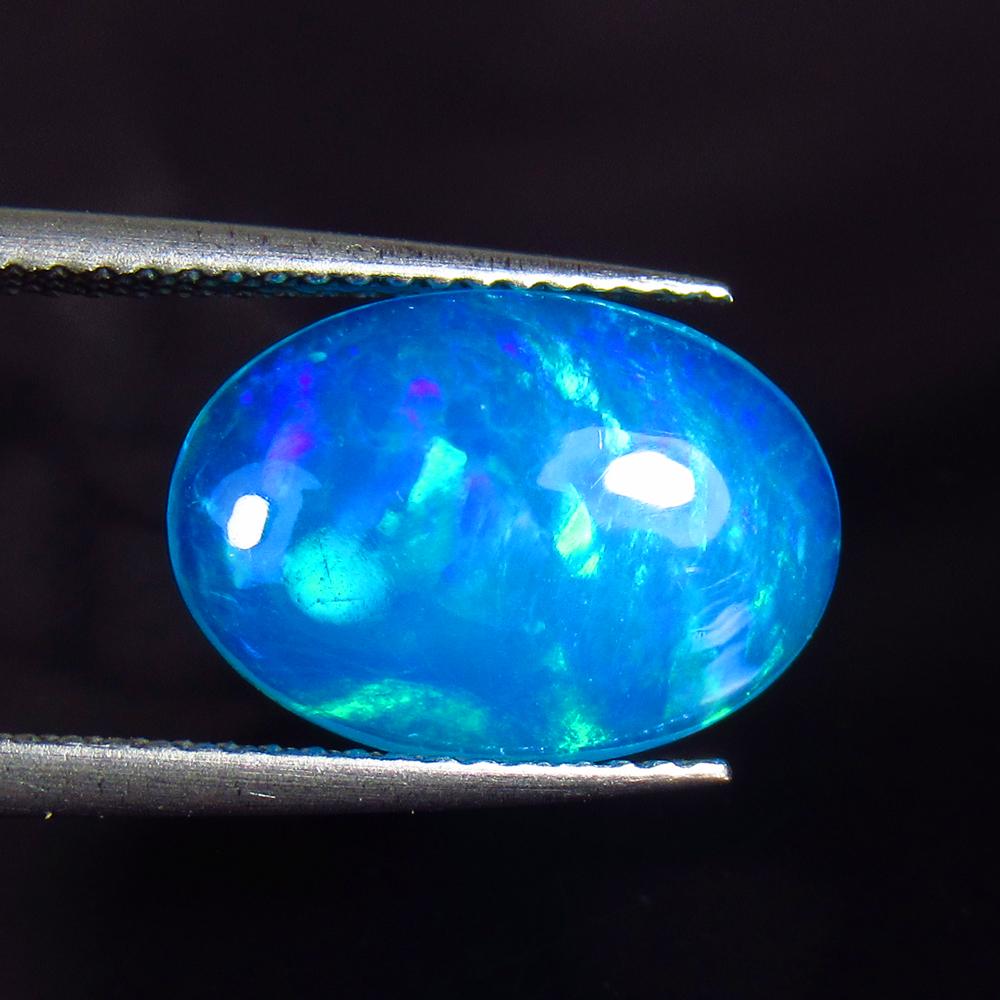 2.30 Ctw Natural Ethiopian Blue Fire Opal Oval Cab (1 of 2)