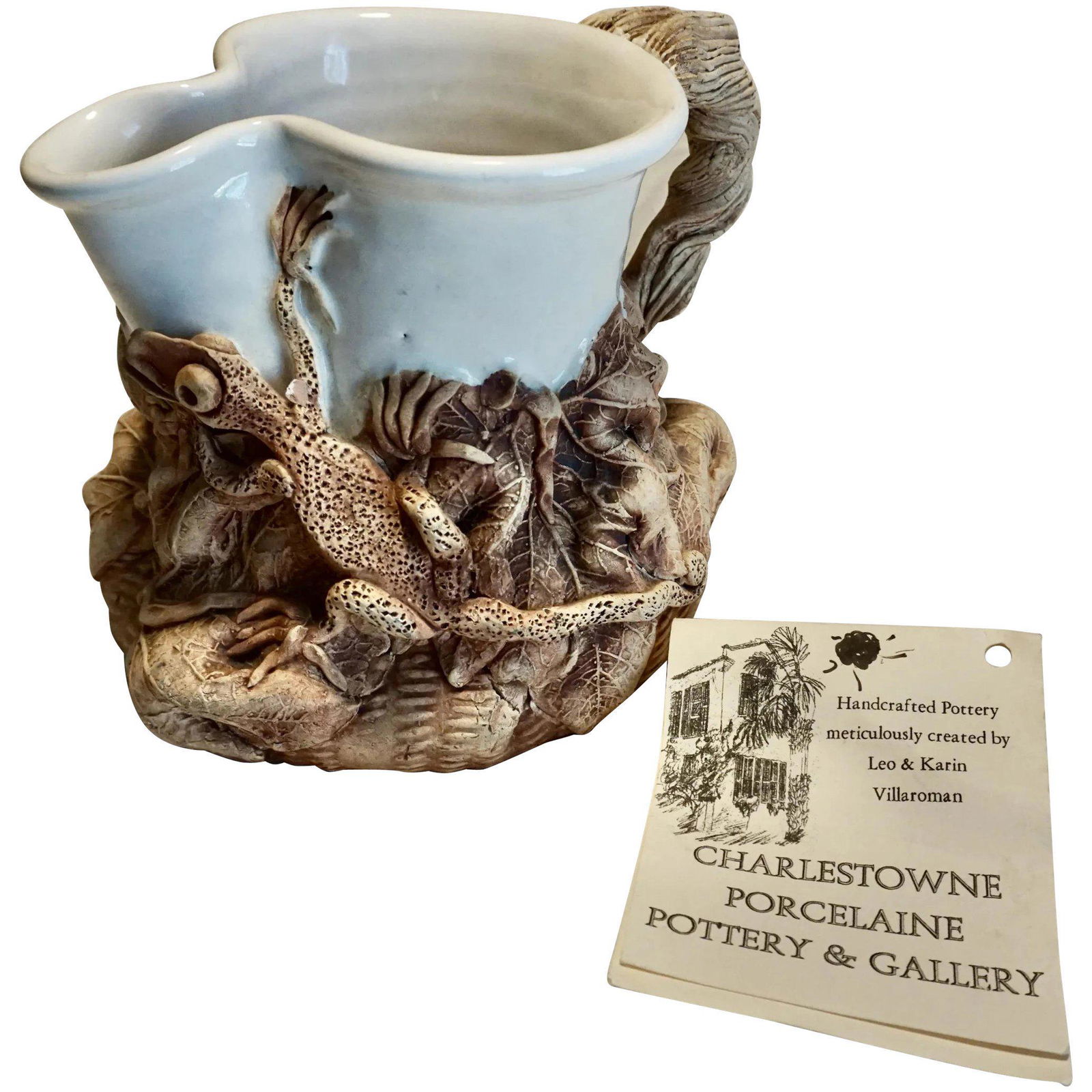 Studio Art Pottery Vase CHARLESTOWNE porcelaine Leo& Karin VILLAROMAN Rare Lizard (1 of 10)
