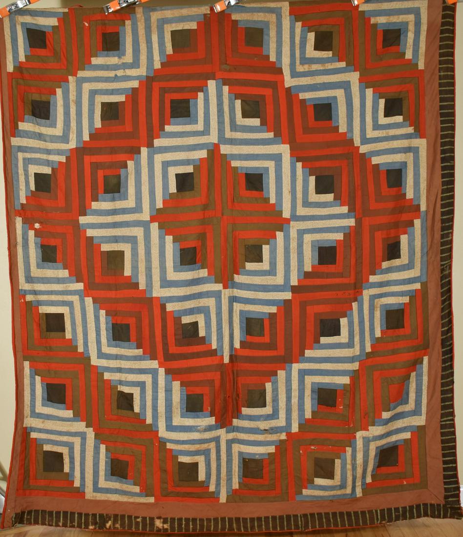 1870's Wool Barn Raising Log Cabin Quilt (1 of 9)