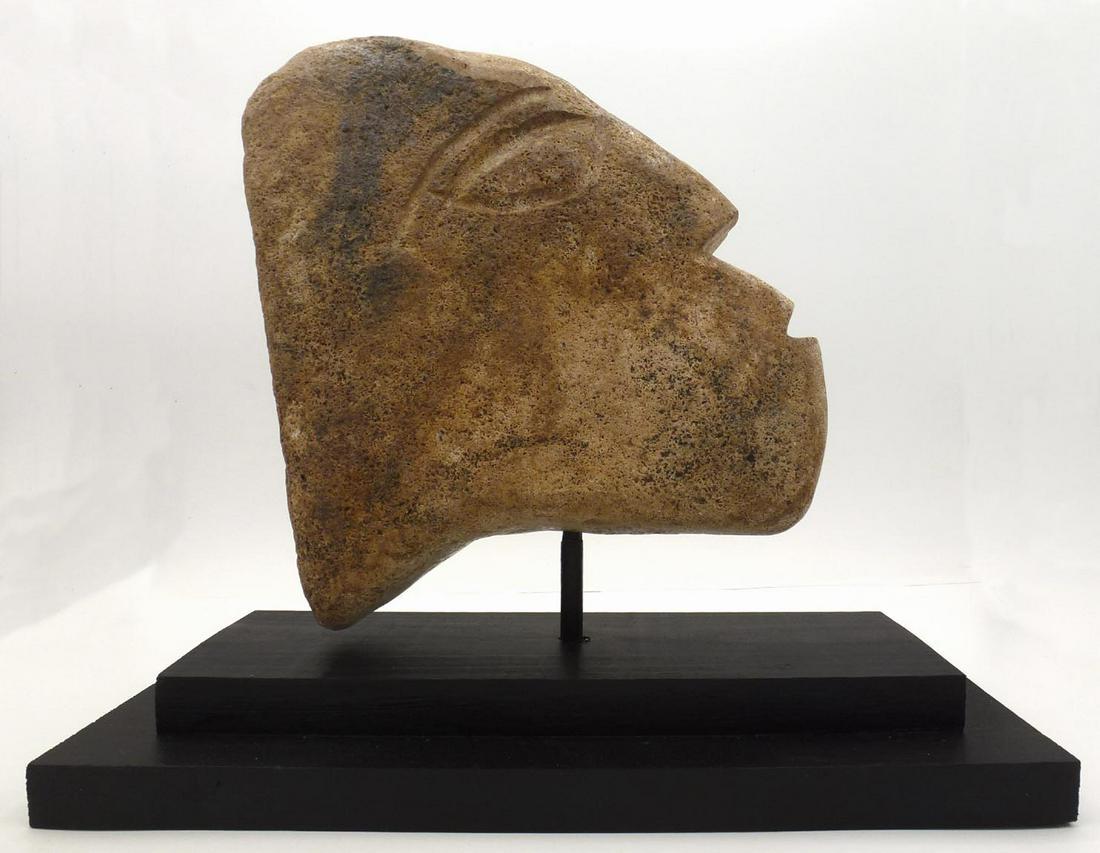 Folk Art head carved from stone (1 of 7)