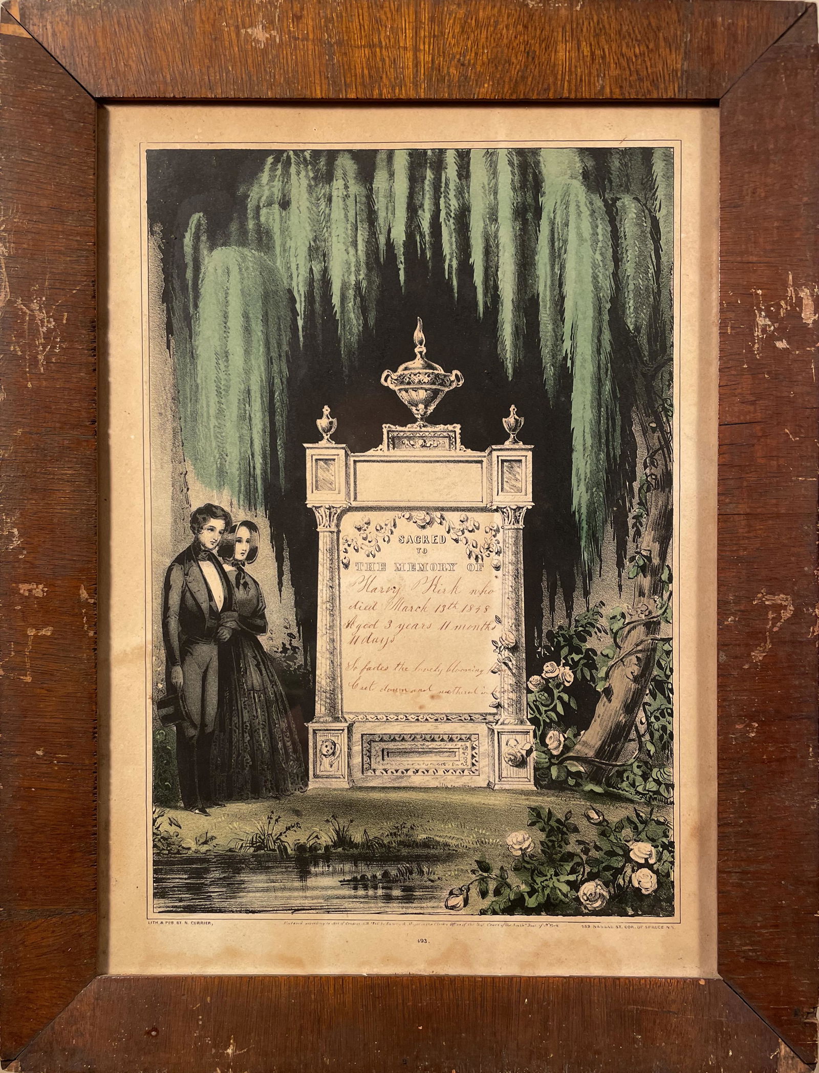 Hand Painted Print Currier/Kellogg Harry Kirk, c. 1850 (1 of 3)