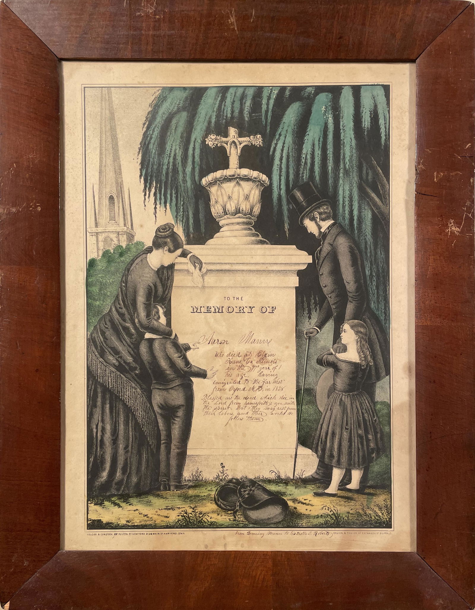 Hand Painted Print Currier/Kellogg Aaron Mann, (1774-1851) (1 of 6)