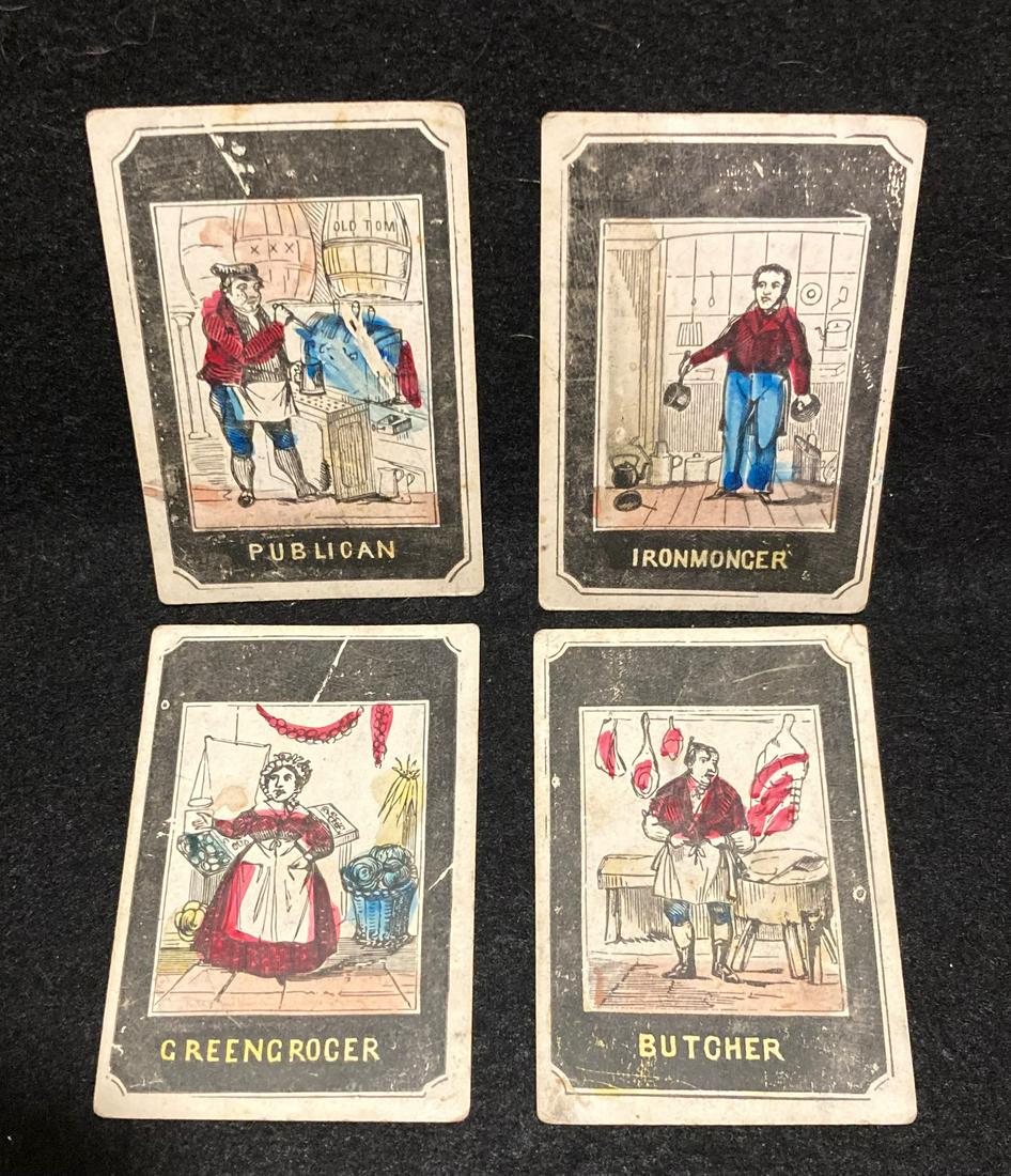 19thc hand colored engravings of four professions (1 of 6)