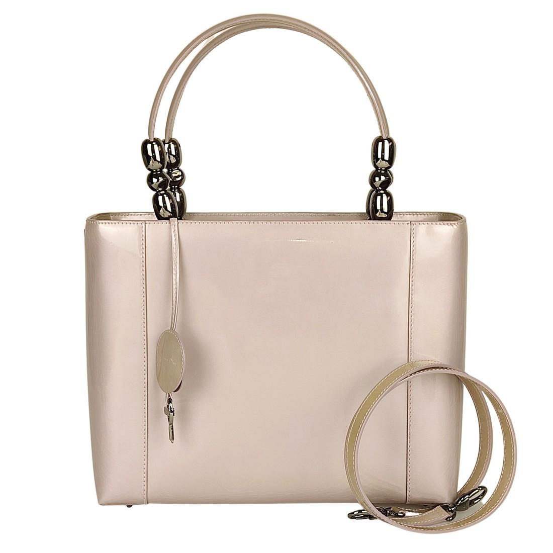 CHRISTIAN DIOR Large "Maris Pearl" handbag: Title: CHRISTIAN DIOR Large "Maris Pearl" handbag Material: Patent leather Size/Dimensions: MEASUREMENTS: Length 31 cm, Height 24 cm, Depth 10 cm, Shoulder strap 45 cm Description: (4137/B). "Maris Pe