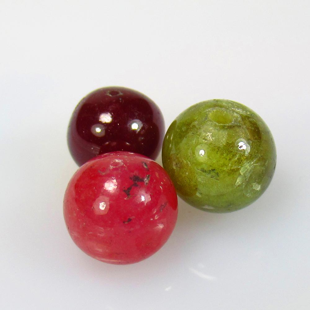 20.96 Ctww Natural 3 Drilled Multicolor Sapphire Ball Beads (1 of 2)