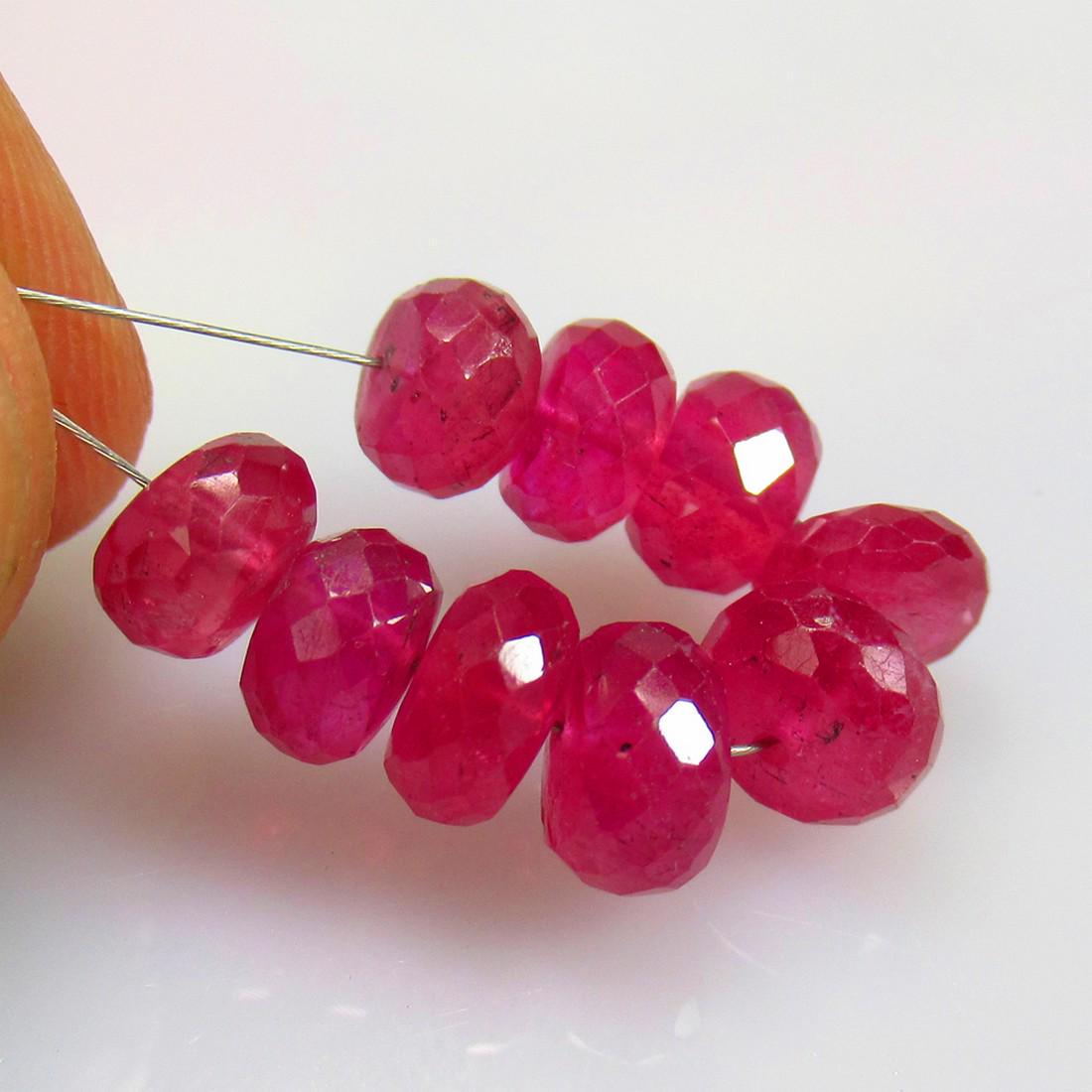 24.37 Ct Natural 9 Mozambique Red Ruby Round Beads (1 of 2)
