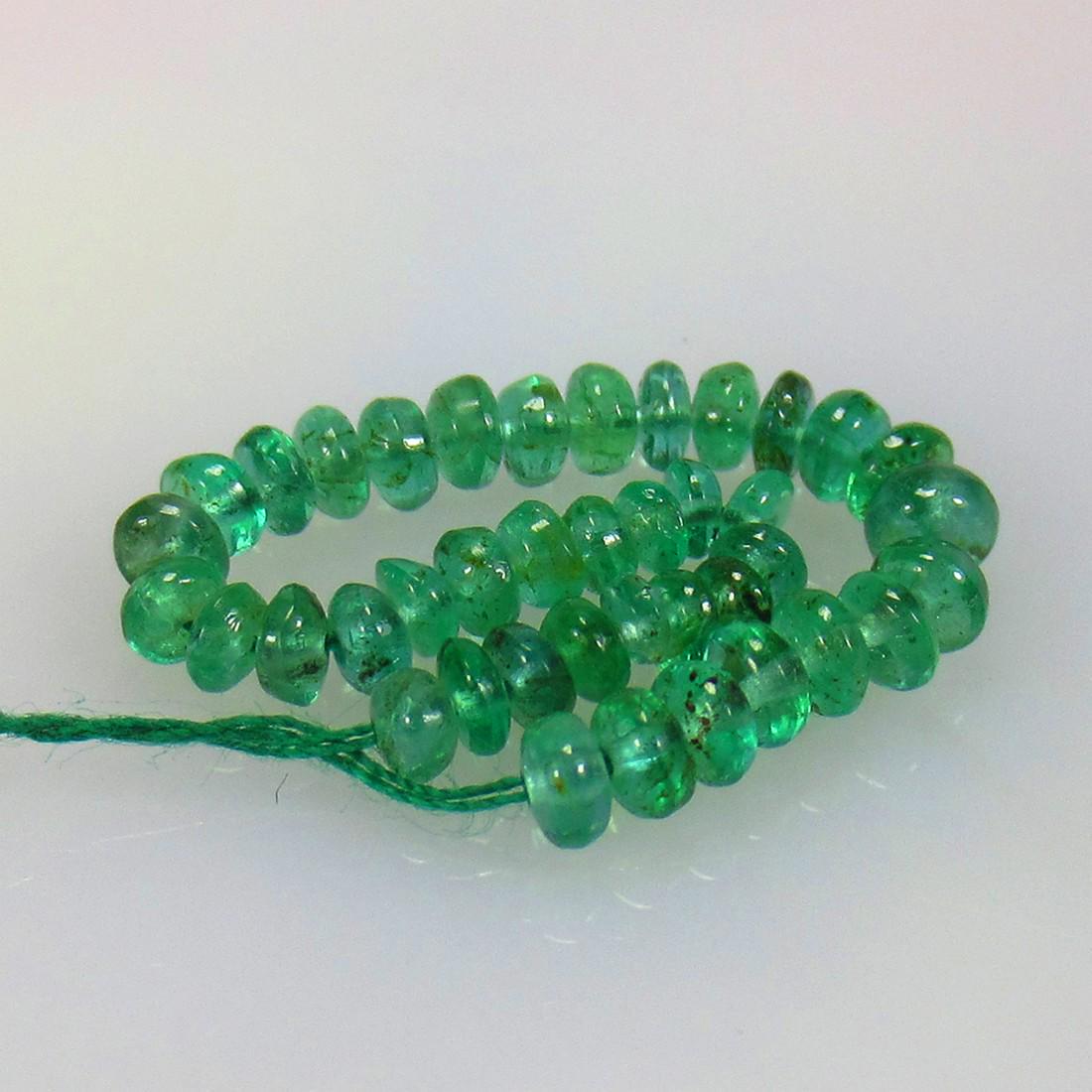 4.06 Ct Natural 40 Emerald Round Beads (1 of 2)