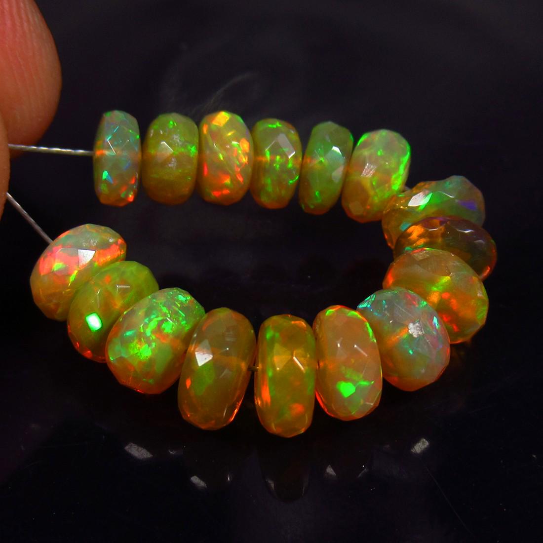 10.65 Ct Natural 16 Drilled Faceted Fire Opal Beads (1 of 2)