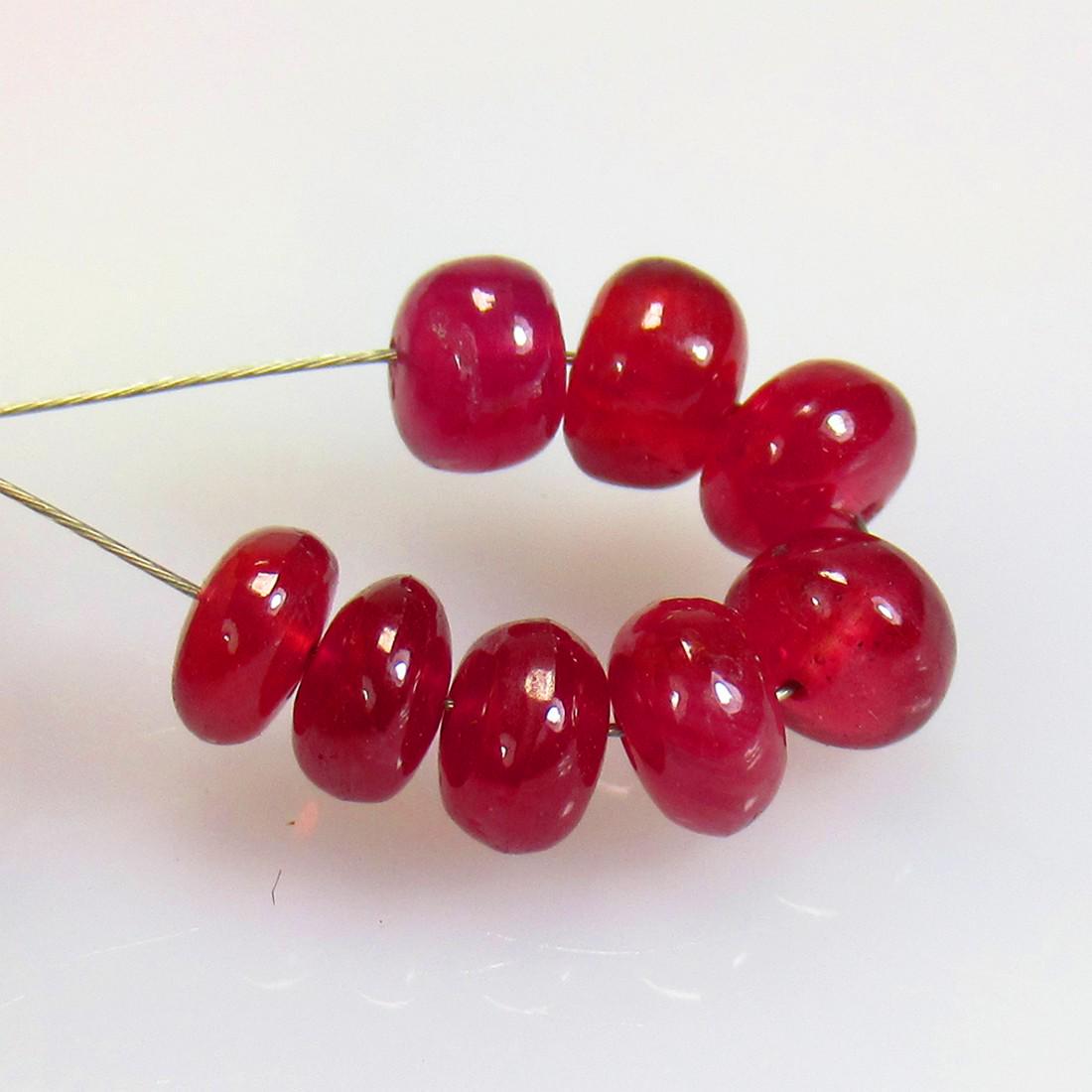 9.53 Ct Natural 7 Mozambique Red Ruby Round Beads (1 of 2)