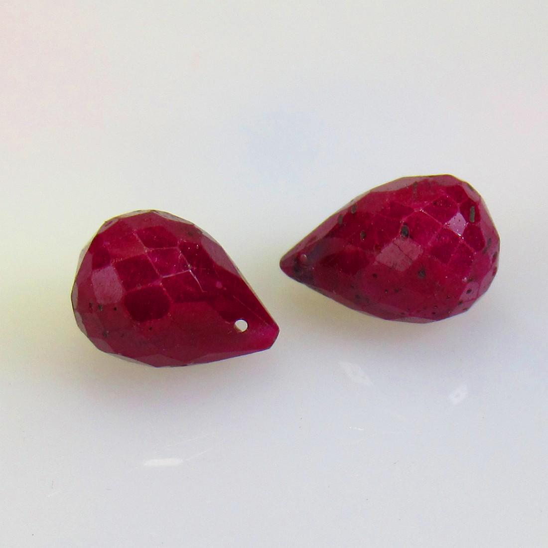 10.40 Ct Natural 2 Red Ruby Pear Drop Beads (1 of 2)