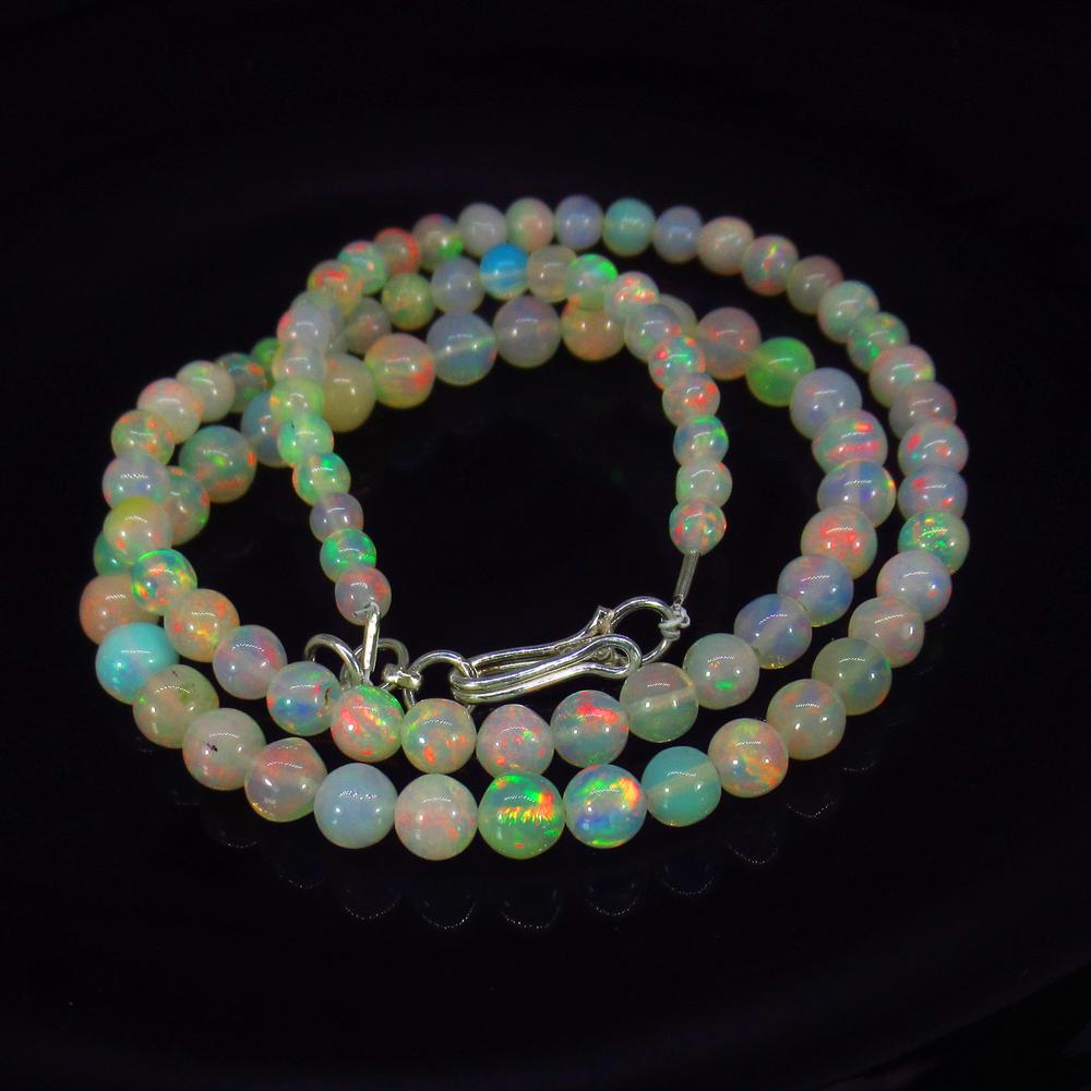 50.39 Ctw 925 Silver 99 Round Multi-Color Fire Opal Ball Beads Necklace (1 of 3)