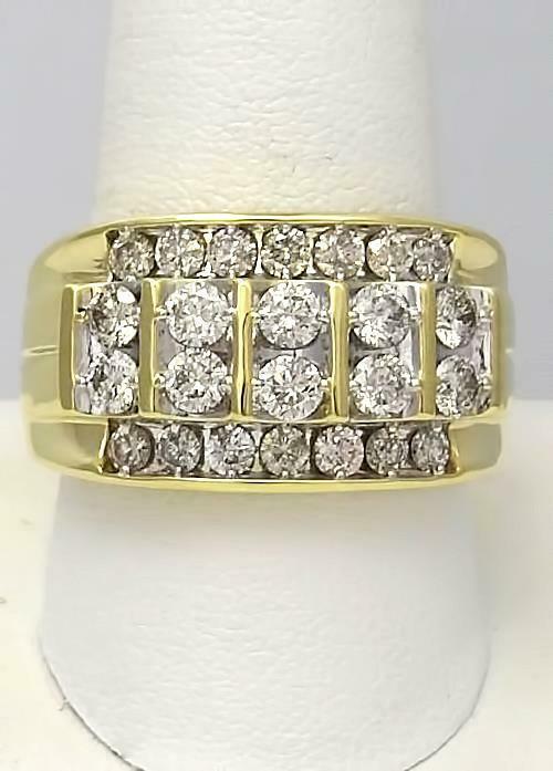 Men's 2.00 CT. T.W. Diamond Five Row Ring in 10K Yellow Gold (1 of 9)