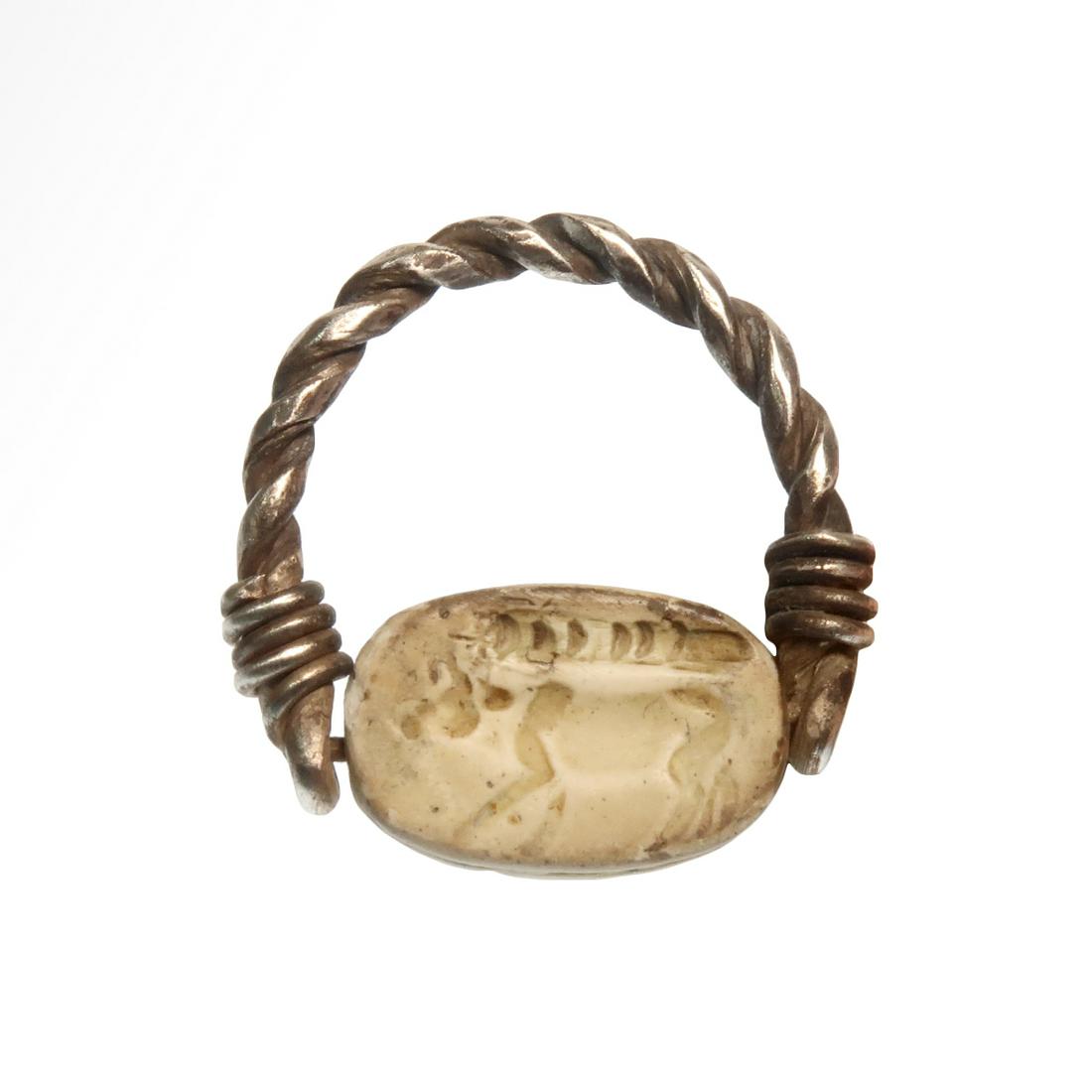 Phoenician Silver Swivel Ring with Scarab of a Bull, 1st Millennium B.C. (1 of 7)