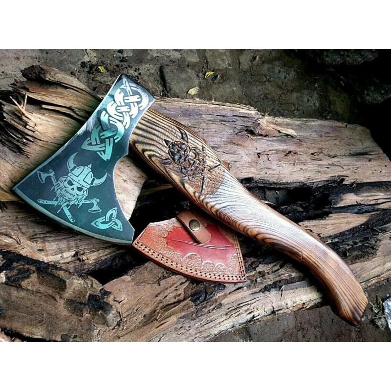 Exclusive hunting camping viking axe tomahawk wood (1 of 4)