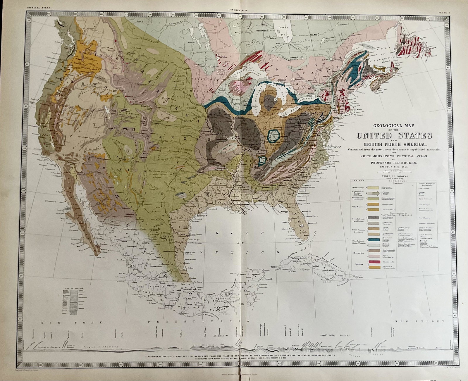 Geological map of the United States. 1856 by K. Johnston, Edinburg & London. (1 of 2)