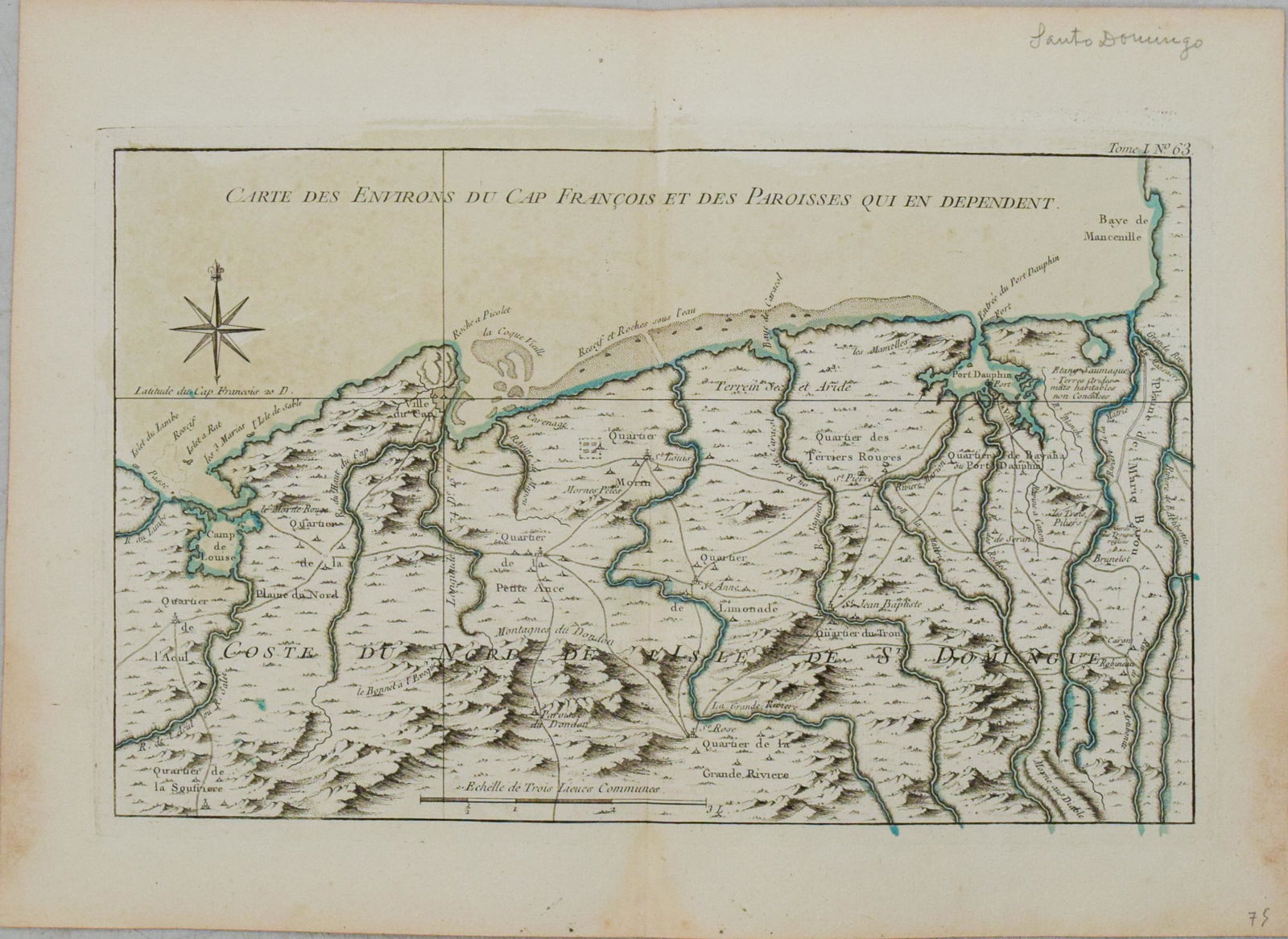 1764 Bellin Map of Northern Haiti -- Carte des Environs du Cap Francois et des Paroisses qui en (1 of 1)