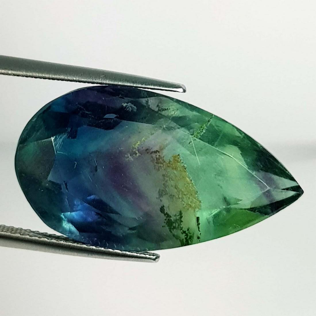 38.85 Ct Natural Bi Color Fluorite Pear Cut (1 of 2)