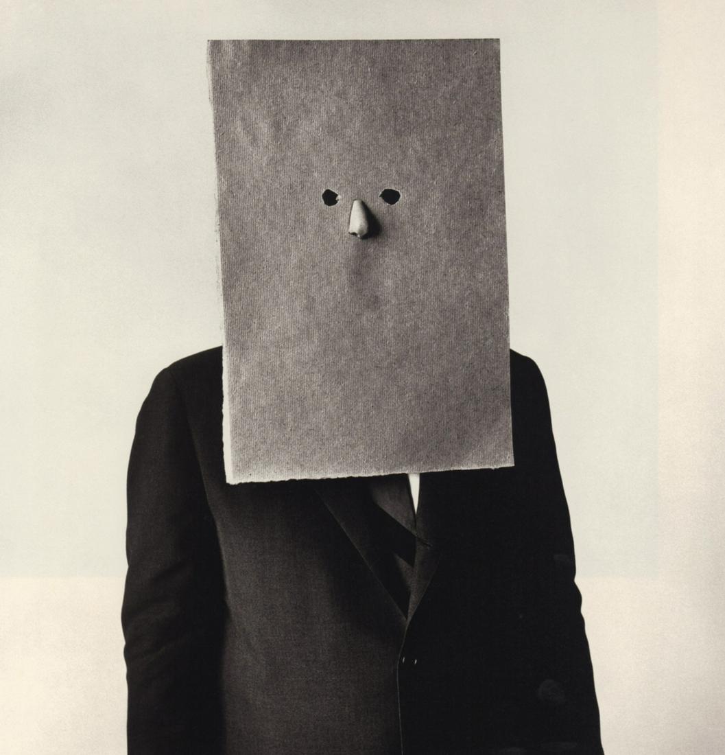 IRVING PENN - Saul Steinberg in Nose Mask, NY, 1966: Artist: IRVING PENN Print Title: Saul Steinberg in Nose Mask, NY, 1966 Medium: Quad-tone Photoengraving Printed 1990’s in the US Image size (inches) approx. 9 x 9” Irving Penn was an Ameri