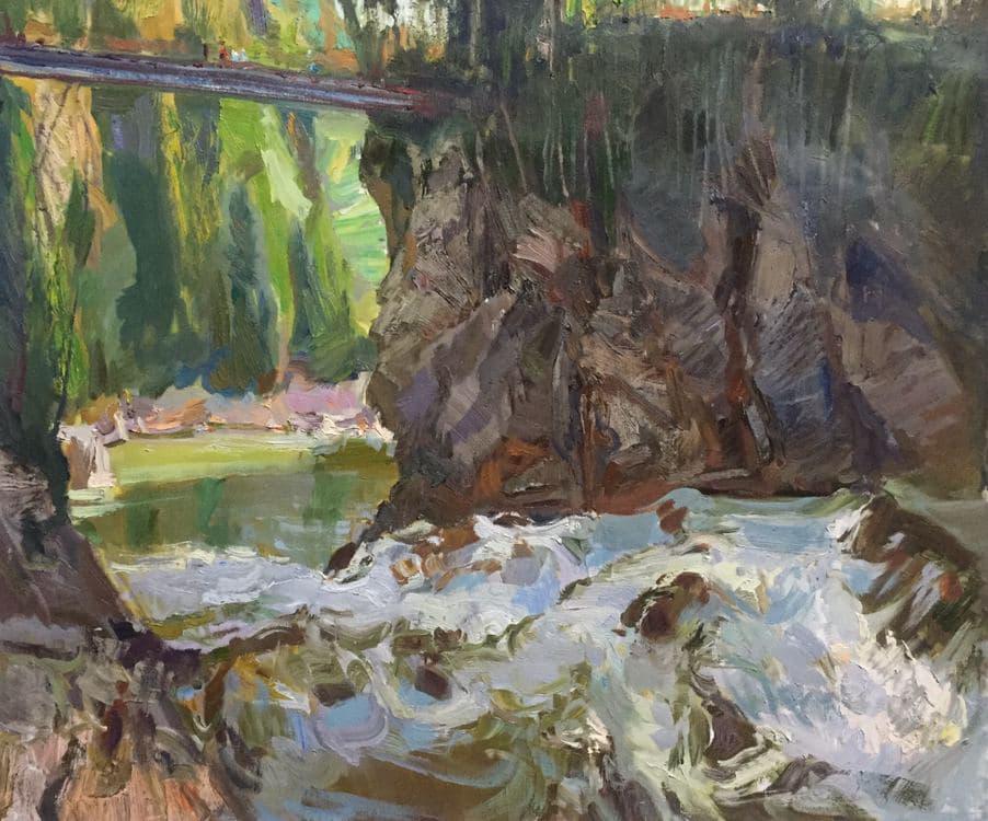 Oil painting Waterfall Polach Anton (1 of 1)