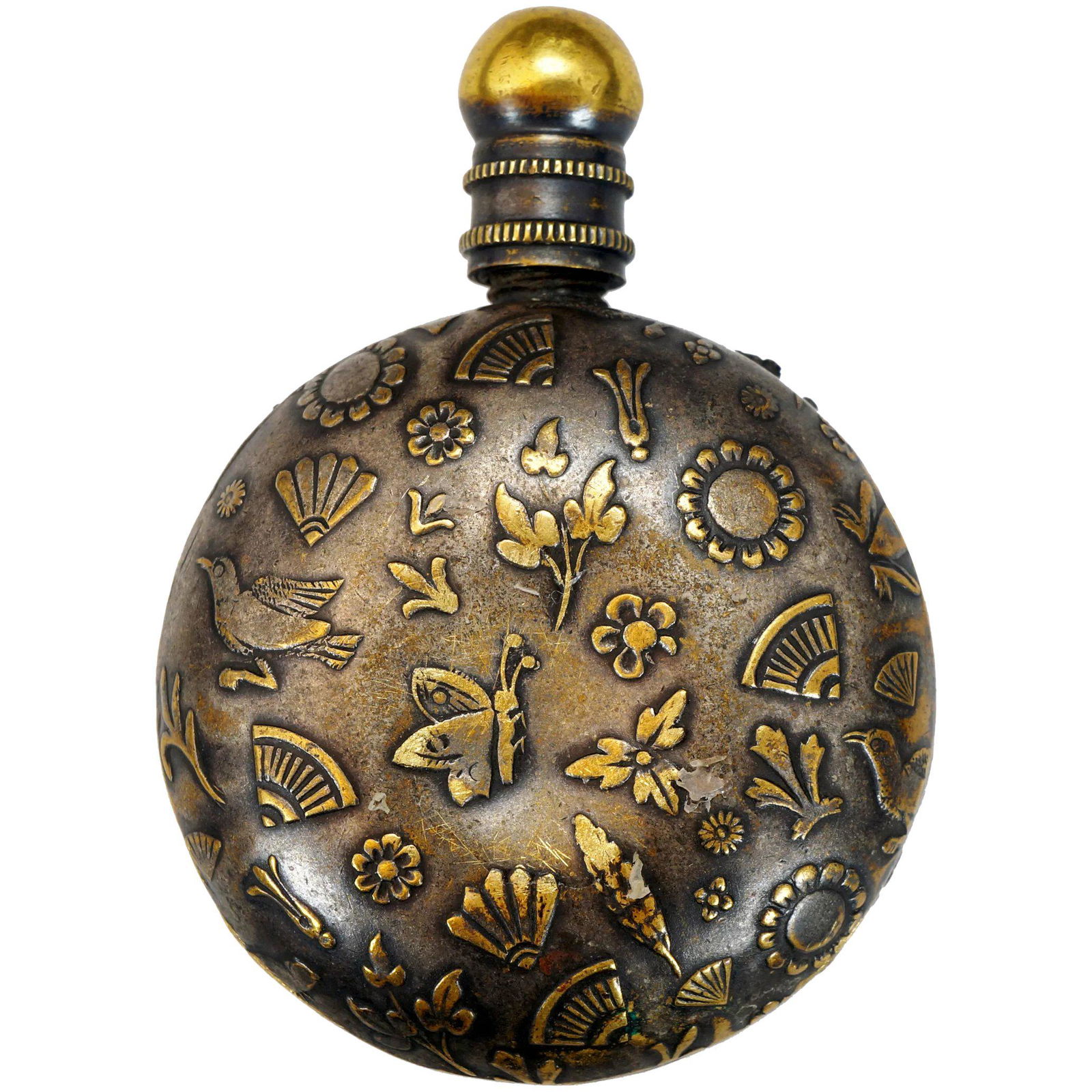 Victorian Aesthetic Movement Metal Perfume Scent Bottle for Chatelaine Late 19th century (1 of 8)