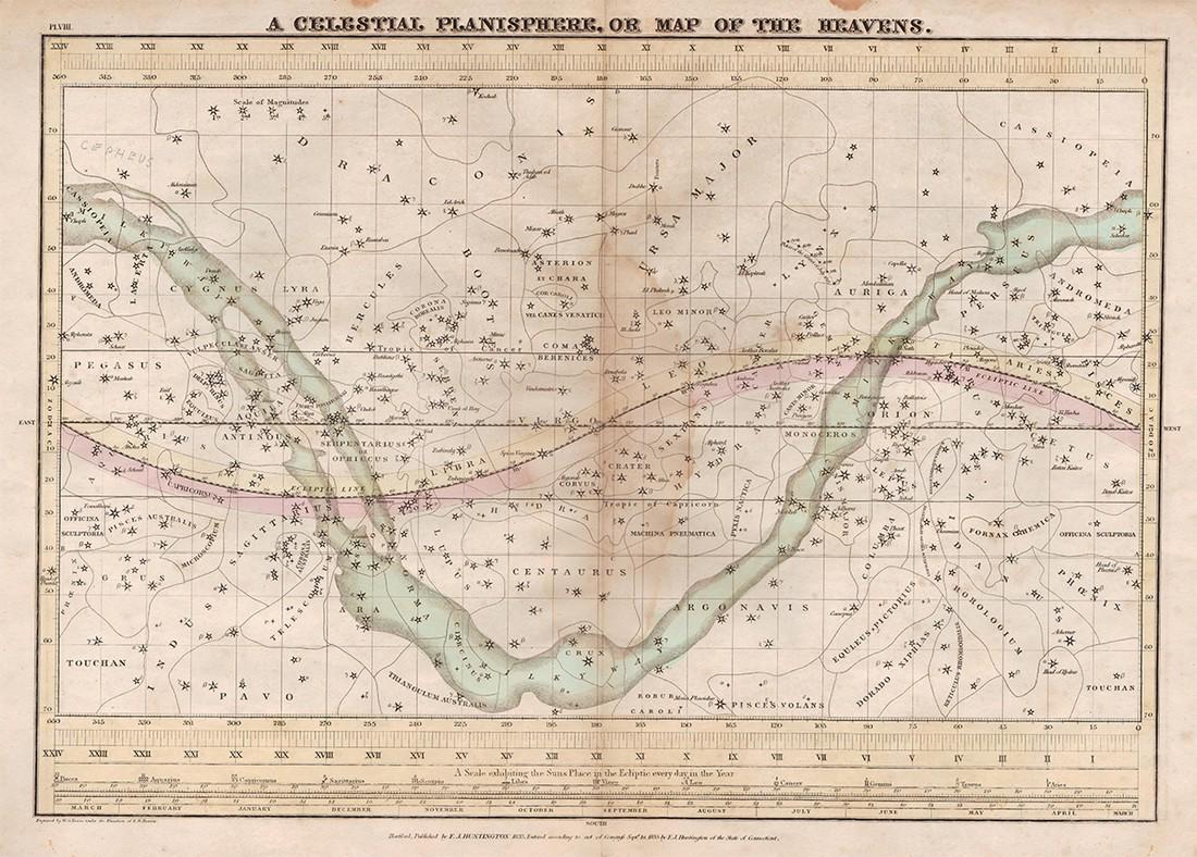 Scarce Celestial Planisphere or Map, Elijah Burritt, 1835 (1 of 6)