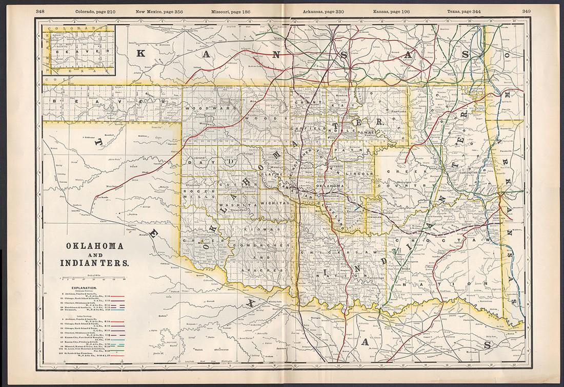 Scarce railroad map of Oklahoma/Indian Territory, 1897 (1 of 4)