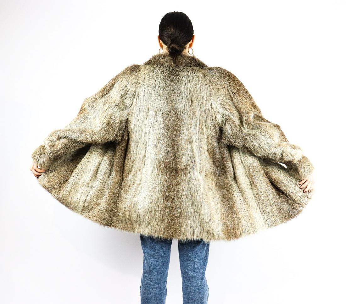 BEIGE NUTRIA FUR JACKET - US 16 - EU L (1 of 11)
