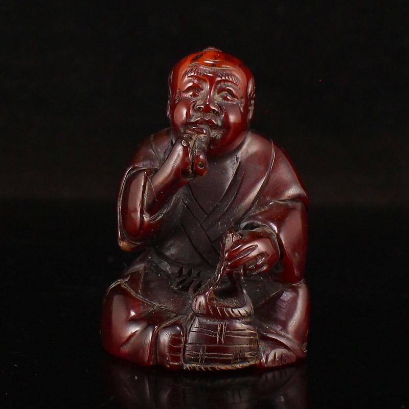 Vintage Ox Horn Carved Figure Statue (1 of 6)