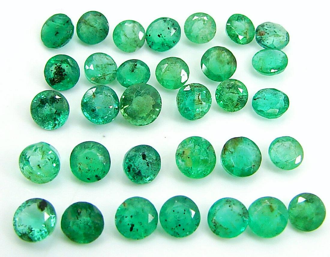 Lot of 32 Natural Round Cut Emeralds (1 of 3)
