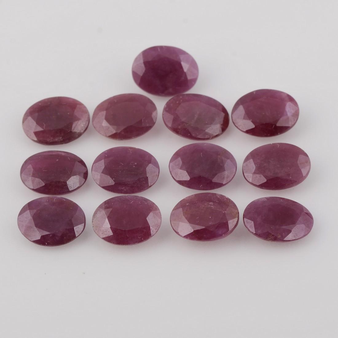 23.96 Carat Red Color Oval Natural Ruby Loose Gemstone 13 Pieces (1 of 7)