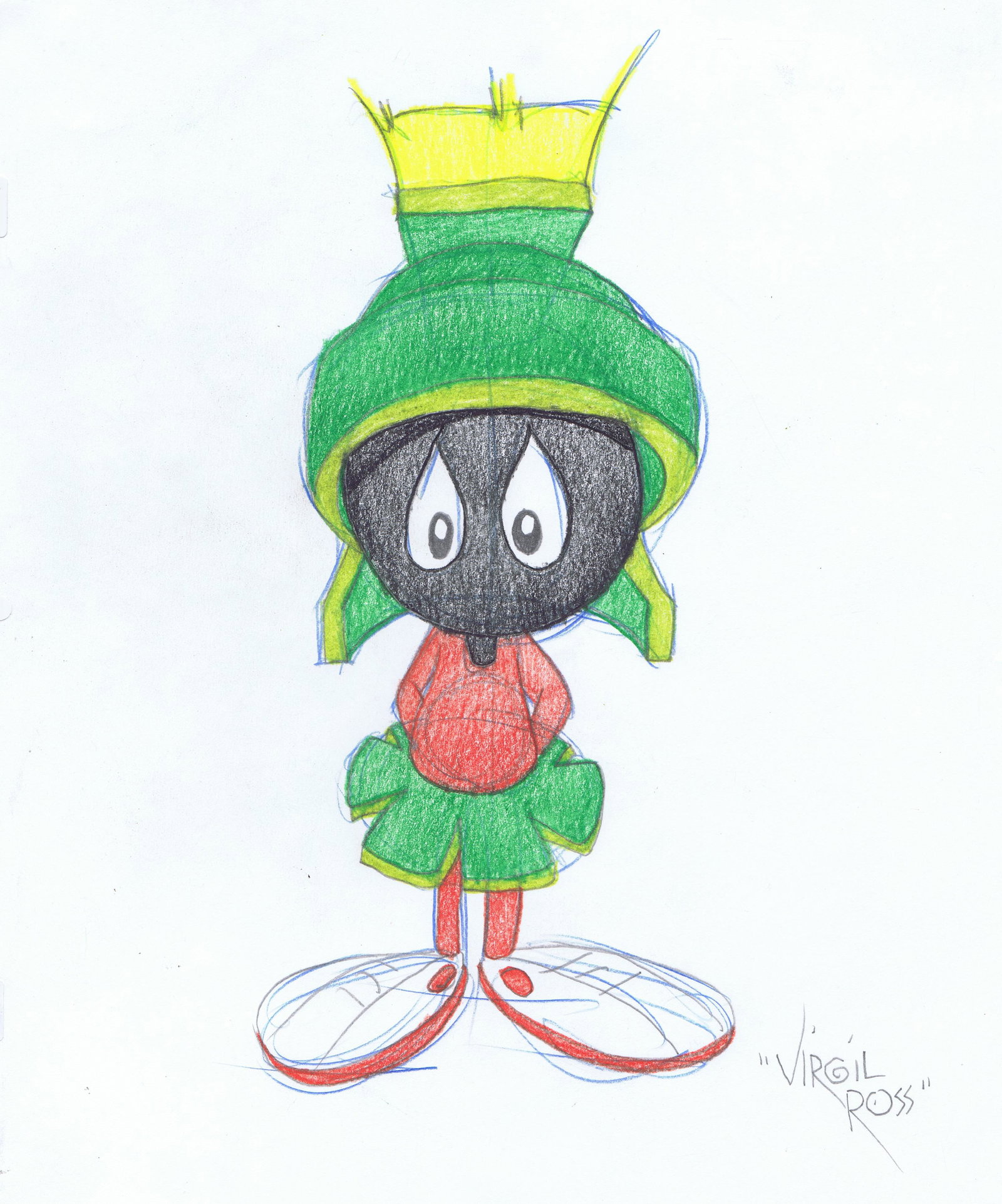 Signed Warner Brothers Original  - 1990's Color Drawing Virgil Marvin the Martian (1 of 2)
