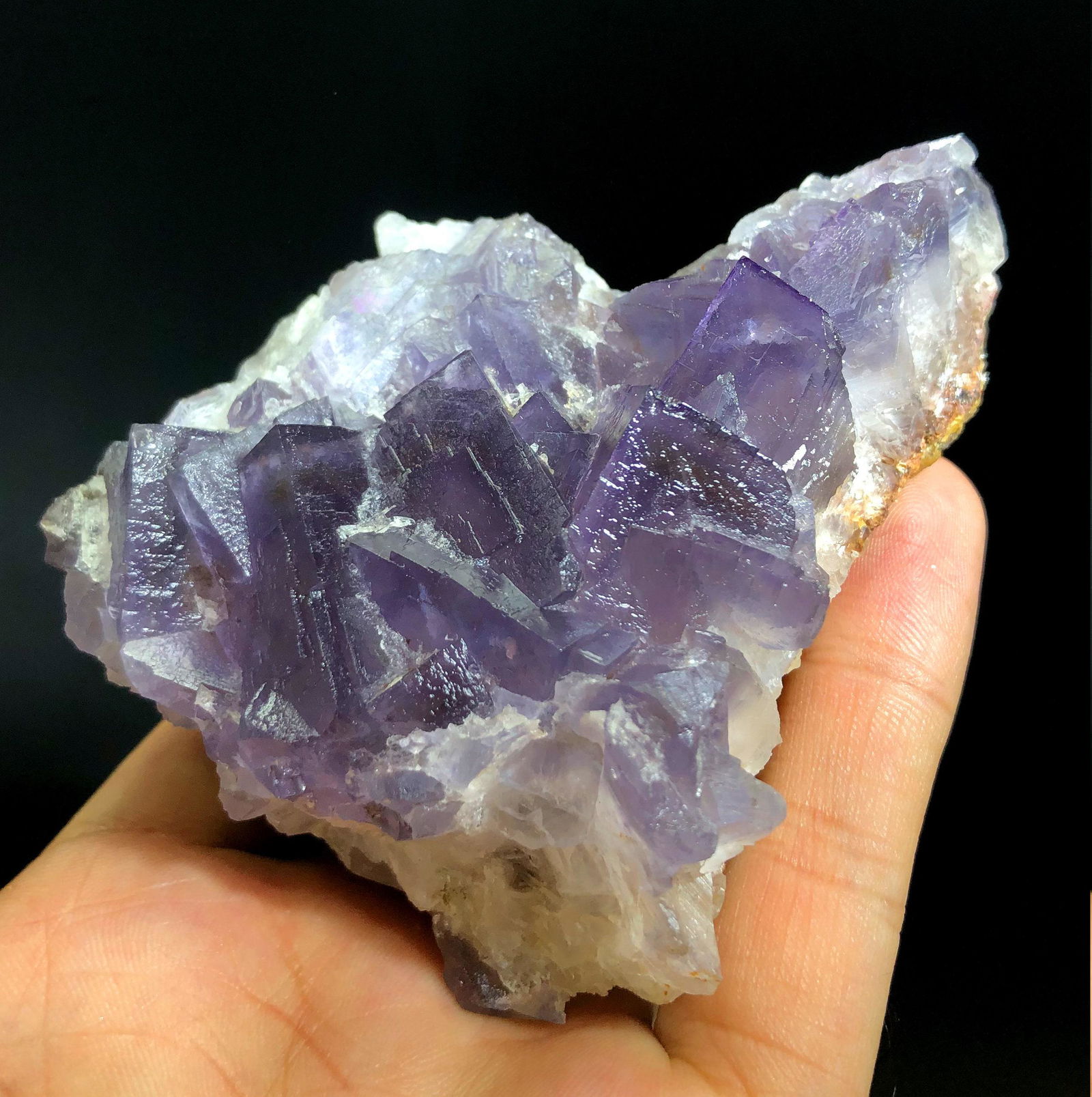 Natural Purple Cubic Phantom Fluorite With Calcite Fluorite (1 of 4)
