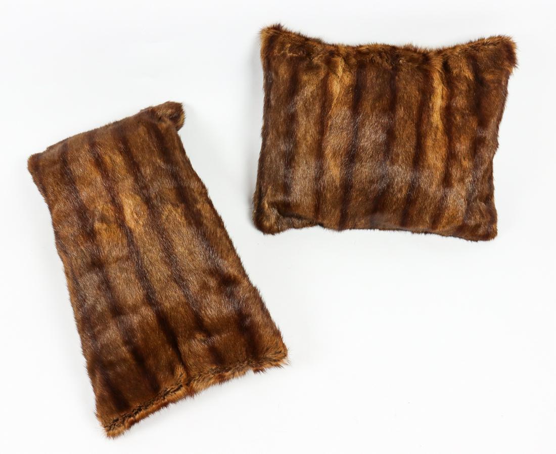 PAIR OF MINK FUR PILLOWS (1 of 6)