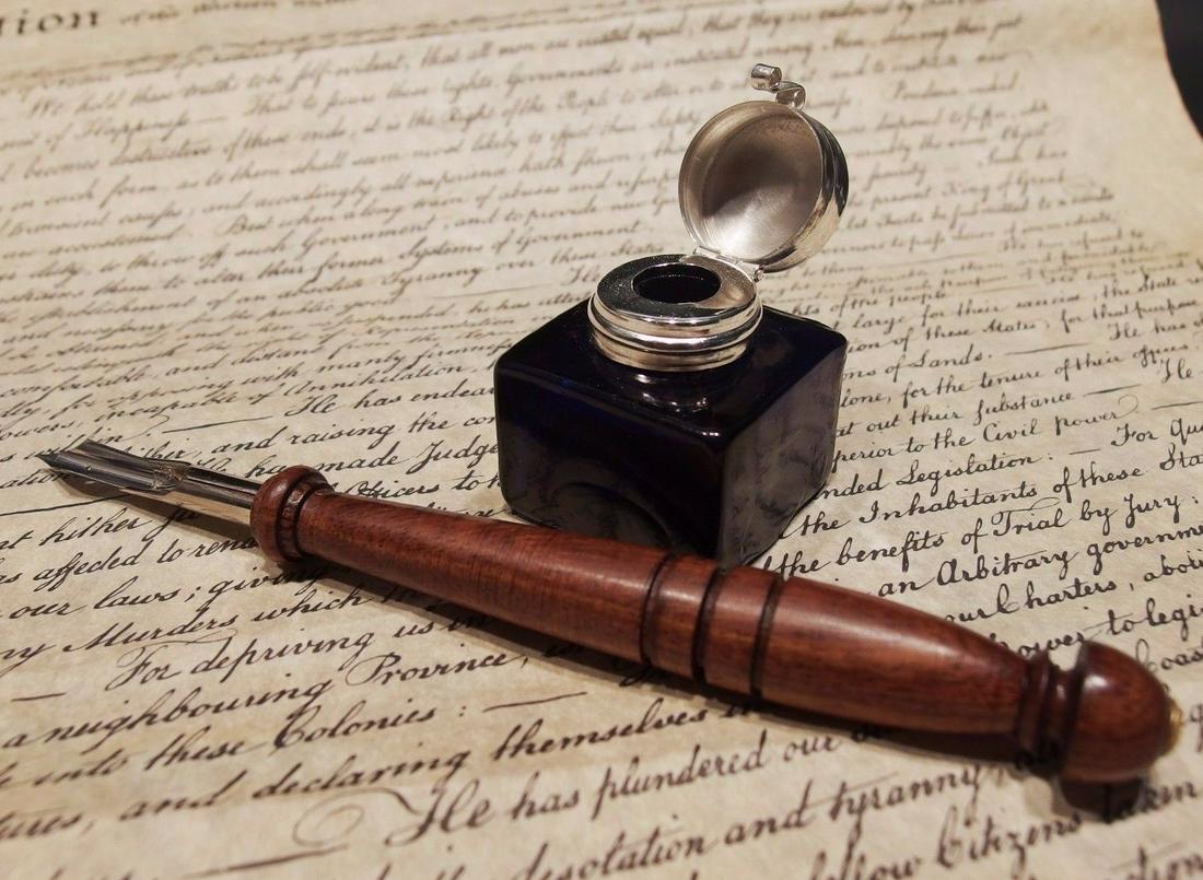 Glass Square Cobalt Blue Inkwell Ink Pot with Dip Calligraphy Pen (1 of 11)