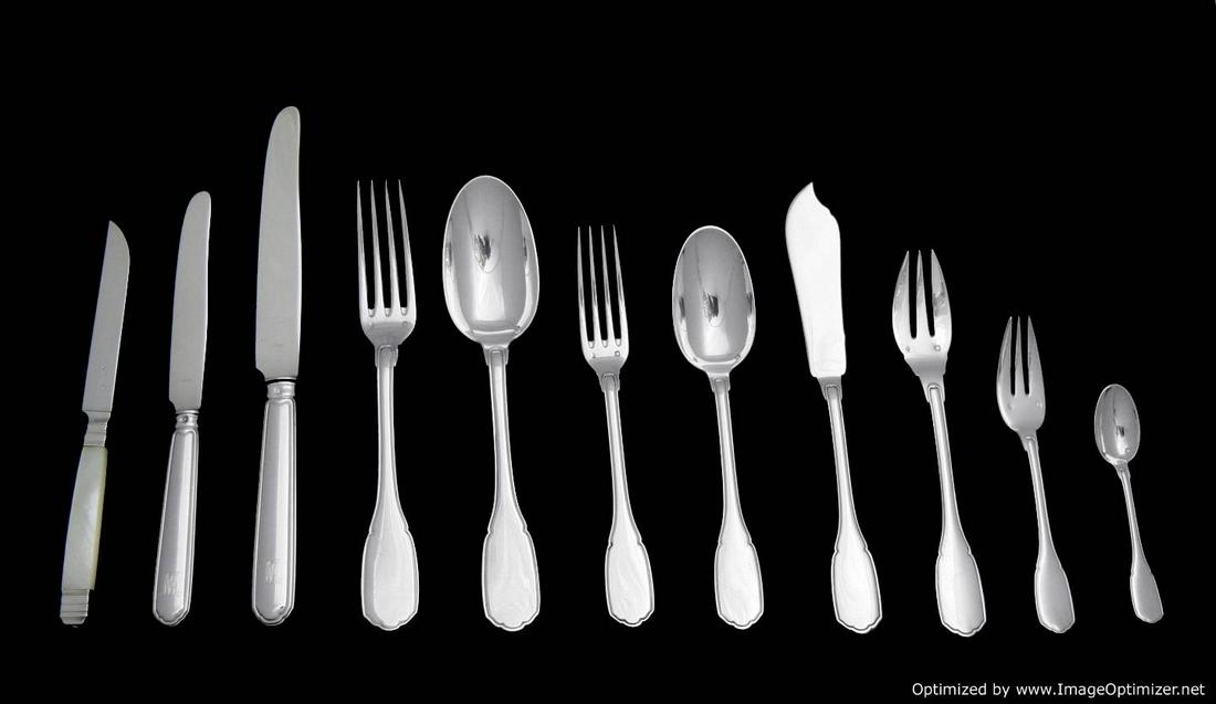 CHRISTOFLE (CARDEILHAC) 175pcs. GERMAIN STERLING SILVER FLATWARE SET + 1898 (1 of 8)