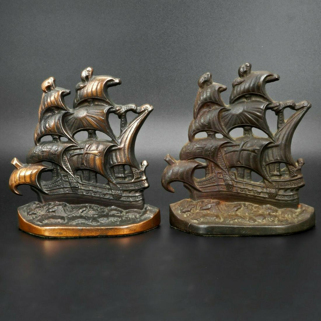 English Galleon iron bookends Connecticut Foundry 1928 (1 of 7)