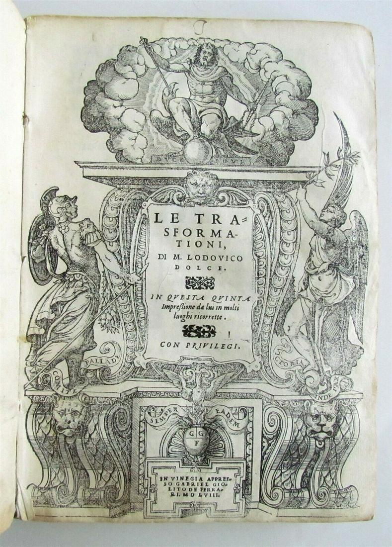 1558 ILLUSTRATED OVID'S METAMORPHOSIS by LODOVICO DOLCE antique vellum RARE (1 of 12)