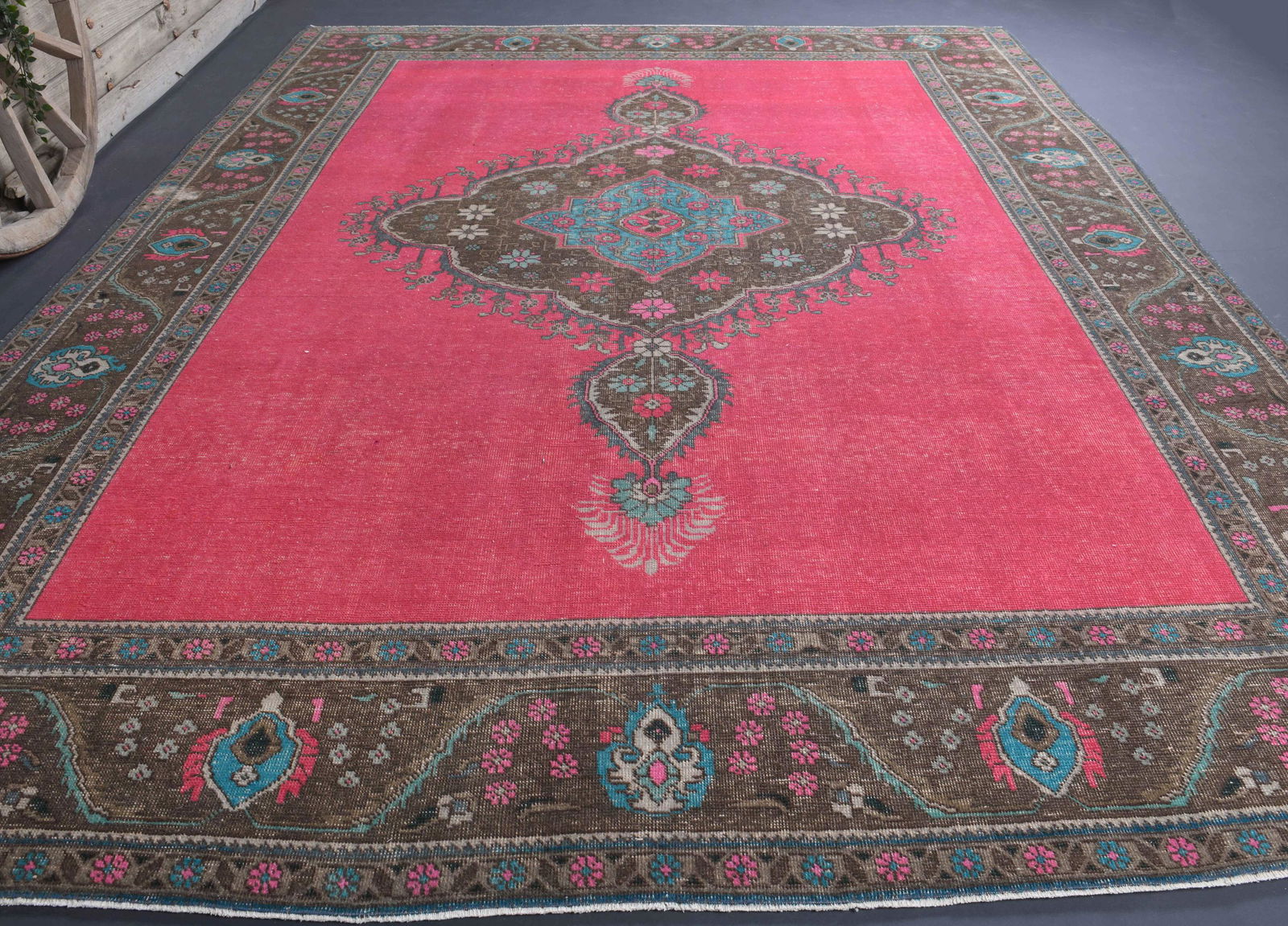 9.5x12.6 Persian Pink Rug, Shabby Chic (1 of 10)