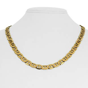 14k Yellow Gold 33.3g Solid Flat 8mm Mariner Gucci Link Chain Necklace Italy 21": Condition: Excellent Condition, Professionally Cleaned and Polished Metal: 14k Gold (Marked, and Professionally Tested) Weight: 33.3g Length: 21 Inches Width: 8mm Closure: Lobster Claw 