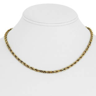 14k Yellow Gold 16.4g Solid Ladies 3.5mm Diamond Cut Rope Chain Necklace 16.5": Condition: Excellent Condition, Professionally Cleaned and Polished Metal: 14k Gold (Marked, and Professionally Tested) Weight: 16.4g Length: 16.5 Inches Width: 3.5mm Closure: Lobster Claw 